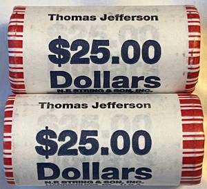 lot COIN86 image: Thomas Jefferson Presentidental Dollar Roll - uncirculatedunopened Rolls -2 rolls of $25