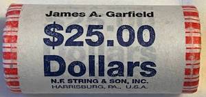 lot COIN89 image: James A. Garfield Presentidental Dollar Roll - uncirculatedunopened Rolls -1 rolls of $25