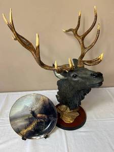 lot KIT16 image: Elk Sculpture and Burlington Northern & Santa Fe Railway Company Plate