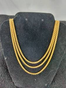 New Set of 3 Goldtone 27 Rope Chain Necklaces