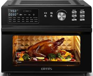 lot 9 image: Air Fryer Toaster Oven, 32QT Toaster Oven 21-in-1 Extra Large Countertop Convection Rotisserie Oven Patented Dual Air Duct System with 6 Accessories Recipes Black
