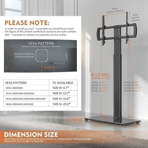 lot 18 image: Universal Floor TV Stand with Mount 80 Degree Swivel Height Adjustable and Space Saving Design for Most 27 to 65 inch LCD, LED OLED TVs, Perfect for Corner & Bedroom HT1002B