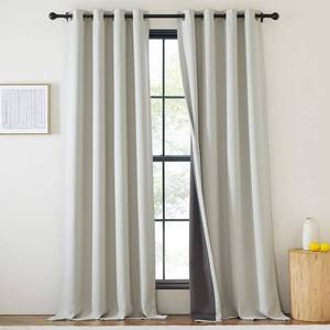lot 26 image: NICETOWN Faux Linen 100% Blackout Curtains  Natural W50 x L108, Each