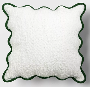 lot 38 image: Oversize Faux Boucle with Scalloped Trim Square Throw Pillow