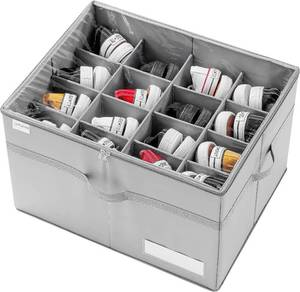 lot 43 image: Shoe Organizer for Closet, Fits 16 Pairs, Large Shoe Box Storage Containers,  w Reinforced Handles, Gray