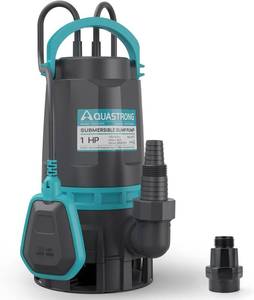 lot 60 image: Aquastrong 1HP Sump Pump 4948GPH Submersible CleanDirty Water Pump with Float Switch,19ft Cord Black