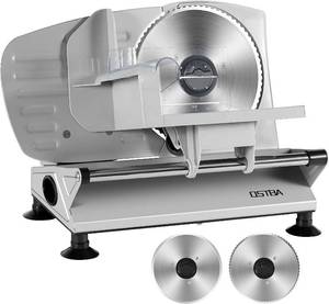 lot 68 image: OSTBA Meat Slicer Electric Deli Food Slicer with Two Removable Stainless Steel Blades and Food Carriage, Adjustable Thickness Meat Slicer for Home, Food Slicer Machine for Meat, Cheese, Bread