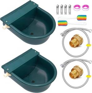 lot 73 image: 2 Pack Automatic Livestock Waterer Dog Water Bowl with Float Valve Auto Dog Feeder Water Dispenser Outdoor for Dog Cow Cattle Horse Goat Pig Chicken Donkey Drinking