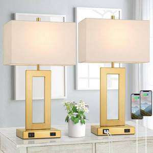 lot 75 image: 22 Table Lamps for Bedrooms Set of 2, Gold Bedside USB Desk Lamp with AC Outlet, Touch Control Modern Vintage Living Room Table Lamp for Nightstand End Table, 3-Way Dimming with 2 E26 Edison Bulbs