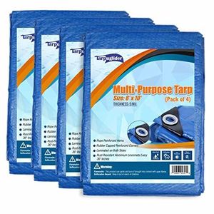 lot 93 image: Blue Tarp Pack Of 4 Tarps Heavy Duty Waterproof 8x10