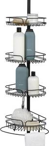 lot 104 image: Zenna Home Rust-Resistant Corner Shower Caddy  Adjustable Shelves with Towel Bar and Hooks Tension Pole  60-97 Inch,Bronze