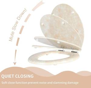 lot 106 image: Angel Shield Marble Toilet Seat Durable Molded Wood with Quiet Close, Easy Clean, Quick-Release Hinges Elongated Beige Marble