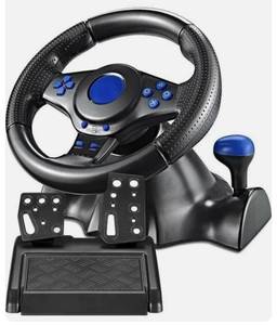 lot 110 image: 2 Pack GT-V7, Racing Steering Wheel Driving Wheel, USB 3 in 1 Gaming Steering Wheel 180 Degree Rotation with Floor Pedals for PS3 PS2 PC