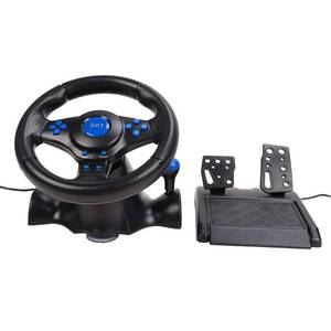 lot 112 image: GT-V7  Racing Steering Wheel Driving Wheel, USB 3 in 1 Gaming Steering Wheel 180 Degree Rotation with Floor Pedals for PS3 PS2 PC