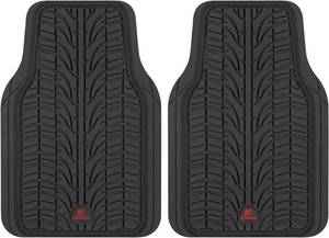 lot 121 image: Motor Trend Grand Prix Tire Tread Rubber Car Floor Mats for Autos SUV Truck & Van - All-Weather Waterproof Protection Front Seat Liners, Trim To Fit Most Vehicles-Black