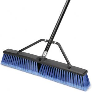 lot 122 image: 24 inches Push Broom Outdoor Heavy Duty Broom for Deck Driveway Garage Yard Patio Concrete Floor Cleaning-Blue