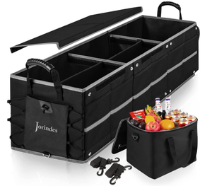 Collapsible Trunk Organizer for Car with Insulated Leak proof Cooler Bag