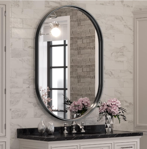 Brightify Black Oval Mirror for Wall 24x36 Inch