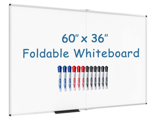 VIZ-PRO Large Dry Erase White BoardMagnetic Foldable Whiteboard, 60 X 36 Inches