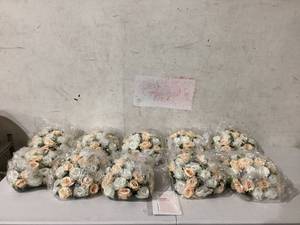 Lot of 10 White and Champagne Flowers for Centerpieces- 8