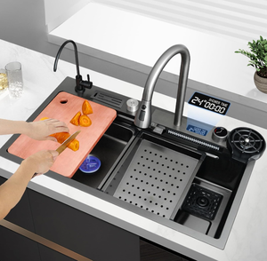 Waterfall Kitchen Sink 31.5 Stainless Steel Workstation Sink Farmhouse Kitchen Sink