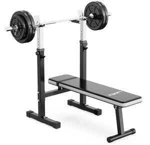 Adjustable Weight Bench Press with Squat Rack Folding Multi-Function Dip Station