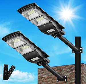 LOT OF 2 Lovus 1000W Solar Powered Street Lights, 6000K LED Solar Street Lights Dusk to Dawn