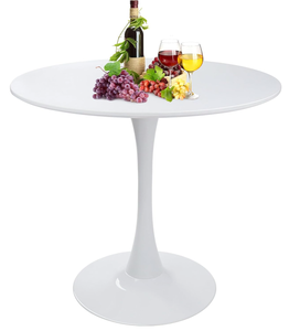 Round White Dining Table Modern Kitchen Table 31.5 with Pedestal Base in Tulip Design