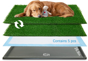 Dog Grass pad with Tray, Indoor Dog Potty with 2 Packs Replacement Artificial Fake Grass-5 Packs