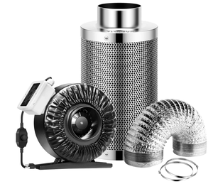 VIVOSUN 4 Inch 203 CFM Inline Fan with Speed Controller and Leather Sheath, 4 Inch Carbon Filter and 8 Feet of Ducting, Air Filtration Combo for Grow Tent Ventilation
