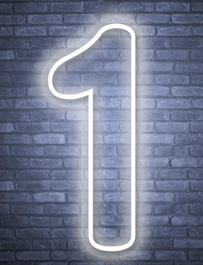 LED Neon Number 1 Sign, 21 inches Neon One Light