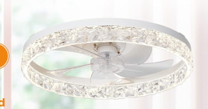 White Fandelier Dimmable Flush Mount Ceiling Fan