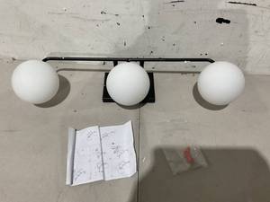 Tipace Mid Century Modern Bathroom Vanity Lights Fixtures 3-Light Black Milk White Globe Glass