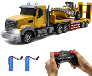 Fistone RC Truck Detachable Flatbed Semi - 124 RC Semi-Trailer Engineering Tractor with Sound and Lights