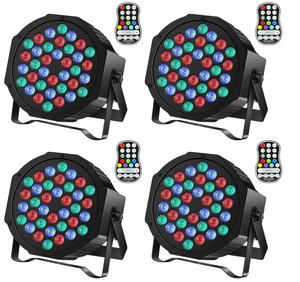 LOT OF 4 Rechargeable Par Can Lights UKing Wireless LED Uplights Battery Powered Uplighting RGB 36W Stage Lighting