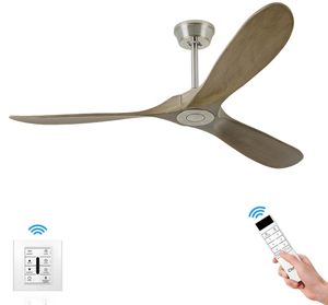 60 Ceiling Fan With Remote and Wall Control, Wood Ceiling Fan with 3 Blades
