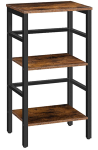 3 Tier Bookshelf, Narrow Bookshelf, Record Storage Rack with Side Fence