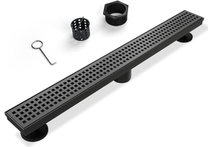 SaniteModar Linear Shower Drain, Matte Black Shower Drain 48 inch with Removable Grate