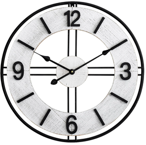 Large Farmhouse Wood and Metal Wall Clock