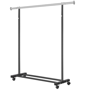Clothes Rack, 130LB Capacity Heavy Duty Clothing Rack with Wheels and Bottom Shelf