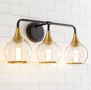 Black and Gold Bathroom Vanity Light 3-Lights Bathroom Light Fixtures