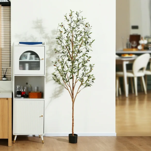 7 ft Artificial Olive Plants with Realistic Leaves and Natural Trunk