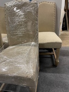 lot 1 image: Set of Five Upholstered Chairs with tack trim