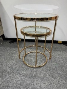 lot 3 image: Brass and Glass Nesting Tables