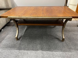lot 14 image: Scraped Wood Coffee Table with Stylish Metal Legs