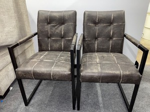 lot 19 image: Set of 2 Coaster Home Furnishings Distressed Leather Chairs With Arms