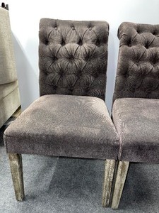 lot 22 image: Set of 2 Velour Tufted Dining Room Chairs