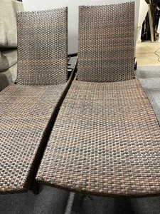 lot 27 image: Set of 2 Brown Rattan Sun Loungers