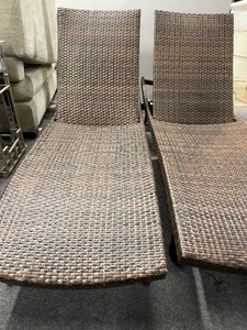 lot 28 image: Set of 2 Andersen and Stokke Brown Rattan Sun Loungers