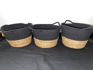 lot 41 image: Braided woven and fabric baskets